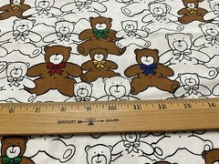 Princess Fabrics, Inc Teddy Bears with Bowties Cotton Fabric 2 Yards Pattern 480