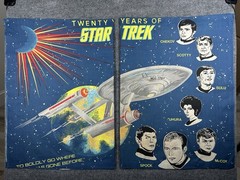 VTG 20 Years of Star Trek Fabric Curtains USS Enterprise Cotton Blue Set of 2