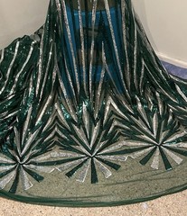 GREEN SILVER Embroidered SEQUINS Lace fabric 50” Width Sold By The Yard