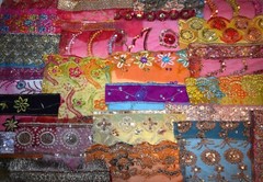 10 qty Lot of Multi shade Beaded fabric, Applique Fabrics, Doll art,Junk Journal