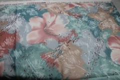 Stanley King Studio Turquoise Coral Dupont Teflon Paint Splatter Fabric Vintage