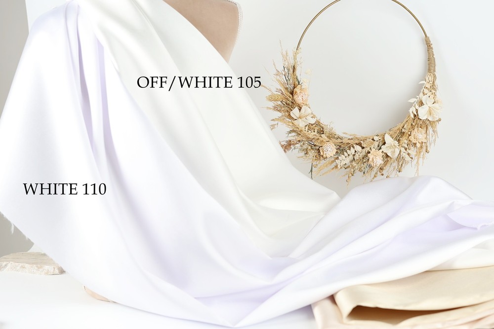 White Mikado Satin Fabric by the Yard, Bridal Dress Fabric, Heavy Luxury Satin
