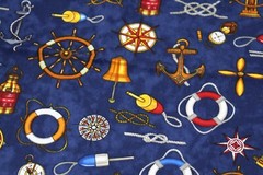Sewing Fabric Quilt Cotton 42×1/2 yd Kaufman Seaport View Print D# 8489 Blue