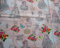 Buttercream For Joann Fabrics Silhouettes of Queen Ladies & Roses Quilt Fabric