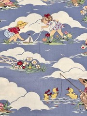 Vintage Michael Miller WATER PLAY-1 Cotton Fabric 2+YDS x44” Blue Patt # C-224