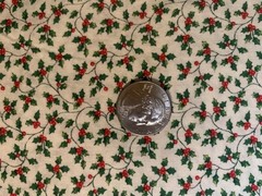 Remnant – Vintage Small Sale Christmas Holly Cotton Fabric – NOS 12” X 43”