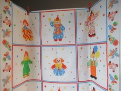 Spring Industries ” Clown” ALLOVER COTTON Fabric Panel 12 BLOCKS VTG RARE NEW