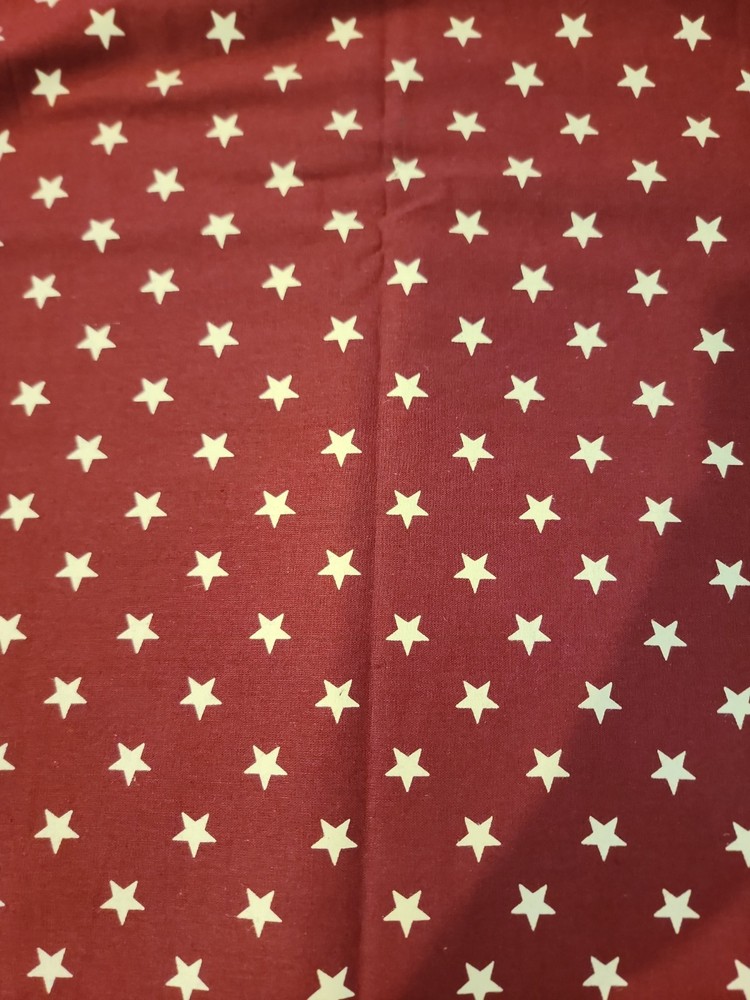 Cotton fabric dark red with cream stars 2 yards