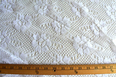WHITE FLORAL LACE OPEN WEAVE 100% POLYESTER FABRIC 2 PIECES 1.8 YARDS