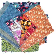 Kantha Fabric Snippets Scraps / Junk Journal / kantha scraps bundle Fat Quarter