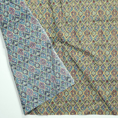 Tiny Flowers Mosaic Tiles Mini Print Metallic Gold Hi-Fashion Cotton Fabric BTY