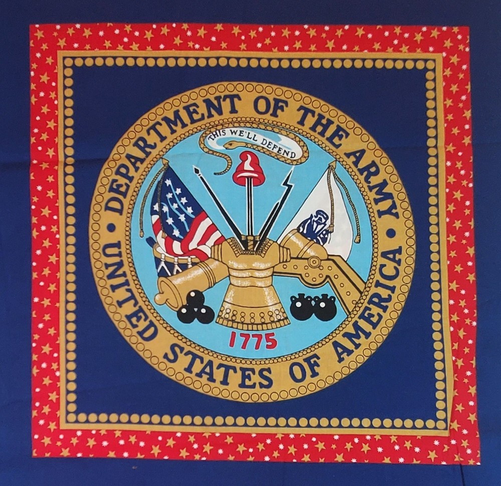 Department of the ARMY 2 Pillow Panels Cotton Fabric 18″ x 45″ U.S. Military