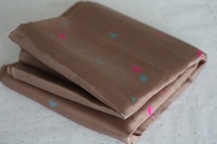 50s 60s Vintage Fabric Yardage 6.5 Yards Sheer Silk Organza Brown Pink Blue