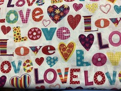 Fabric Cotton “ Love” Novelty prints, Quilt 1/2 Yard
