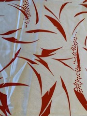 Vintage Floral Print Fabric 44” X 108” 3 Yards Polyester Red White Merry Mary