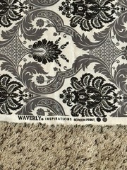 Waverly Black Gray Damask Onyx Print Cotton Fabric 105”x43.5”