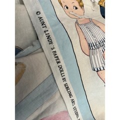 Vintage Aunt Lindy Paper Dolls Fabric Panel Sibling Arts Studio Blue Hill Retro