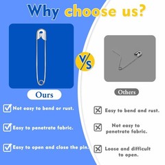 Mnuizu 200Pcs Safety Pins, 4 Size Heavy Duty Safety Pins for Clothes | 0.7inc…