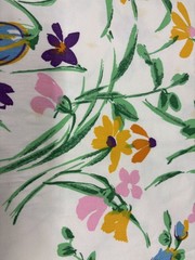 Vtg Waverly Decor Floral Fabric White Background with Flowers Sun Country