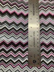 Pink Grey White Black Chevron Zig Zag Cotton Fabric 3/4Y x 44″ Width