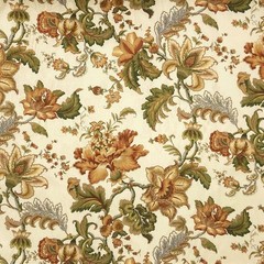 Vintage Mill Creek Floral APRICOT Cotton Drapery Curtain Pillow Fabric 1.625 YDS
