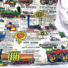 Vintage Train Engine Transportation Travel Fabric By the Yard 43″ House n Home