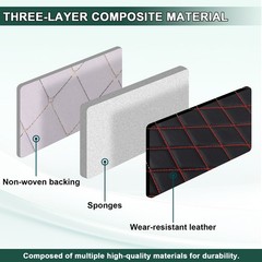 Quilted Leather Fabric w/ Foam Waterproof Car Headliner Upholstery Black Red