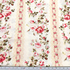YUWA Live Life Collection Striped Florals Cotton SATEEN Fabric by the HALF YARD