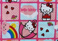 Hello Kitty Rain or Shine Patches Pink Blue Cotton Sanrio Fabric BTY YOU PICK