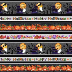 Blank Quilting Spooky Aura Repeating Border Stripe Glow In The Dark Blk, BTY