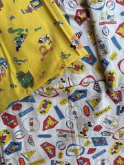 Vintage LOT Disney 60s 70s Mickey Mouse Characters Fabric Canvas Cotton Material