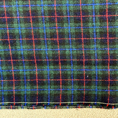 Vintage Tartan Wool Fabric Dk Green Royal Blue Red Plaid 2 1/3 yds x 60” Wide