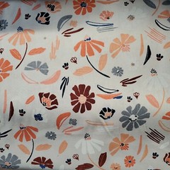 Forage 55% linen 45% cotton By the yard tangerine blue gray brick on natural
