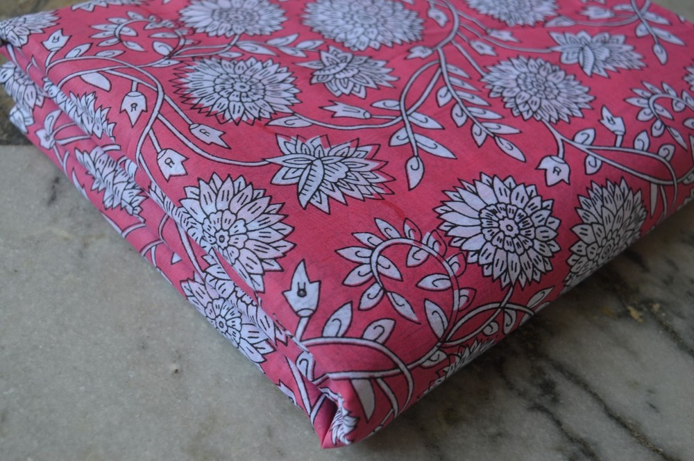 5 Yard New Hand Printed Indian Fabric 100% Cotton NO DUTY CHARGES 100%✅ZK-376