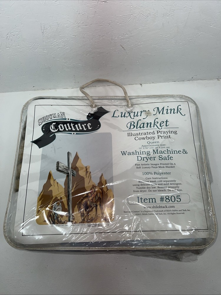 New Showman Luxury Mink Praying Cowboy Print 75”X96” Queen Blanket #805 MM-604