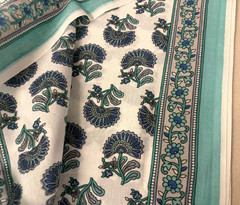 Hand Block Print Floral Fabric Flower Khadi Bhavan 2.2 Yds 100% Cotton Sewing