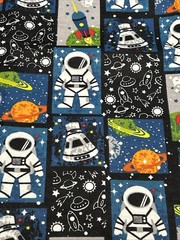 JoAnn Snuggle Flannel Fabric 2 Yards Astronaut Planets Spaceship NEW