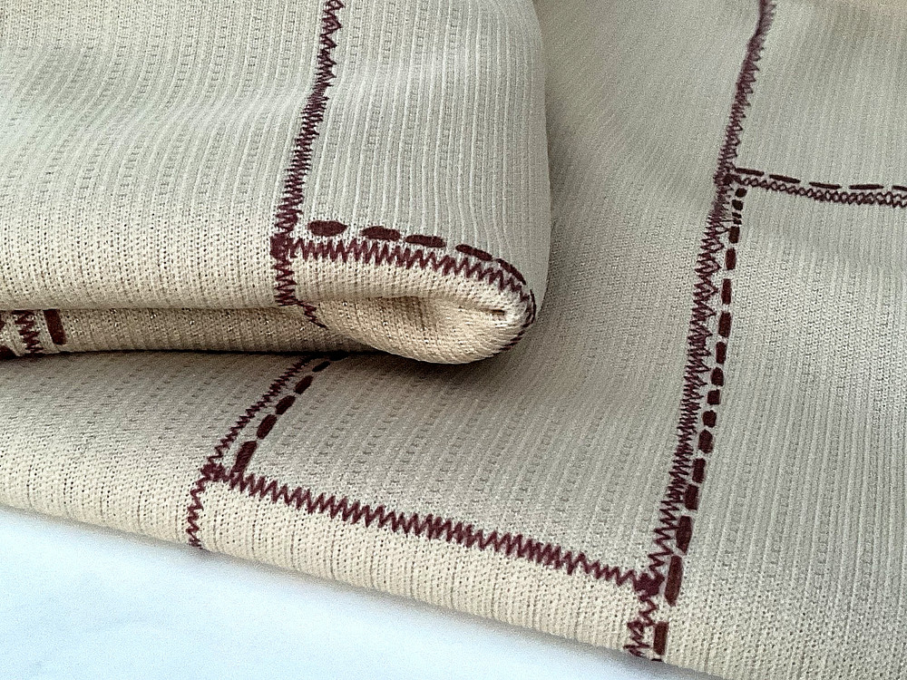 BEIGE JERSEY 60s INSPIRED ABSTRACT CHECK COTTON BLENDMADE IN ITALY FOR GUCCI A8
