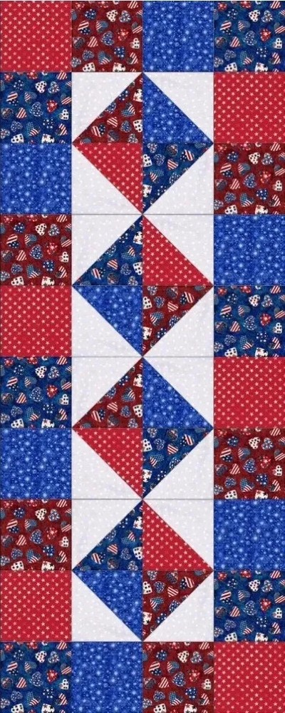 Scrappy Charm Table Runner Kit- Pre-Cut – Americana – Patriotic