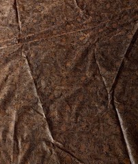 Western Tooled Faux Leather Fabric Remnant Brown Floral Crafting Upholstery