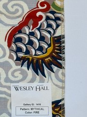 Chinese Dragon Fabric Remnant Wesley Hall Mythical 23.5×25 Cotton