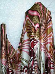 New 100% Silk Charmeuse Fabric Bold Art M28 Per Yard
