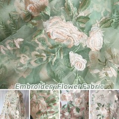 Delicate Floral Embroidery Lace DIY Mesh Bridal Fabric Wedding Prom dress