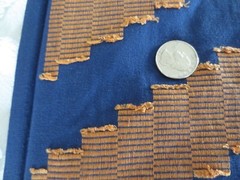 4411 ORANGE Machine Embroidered ZIGZAG DESIGN on NAVY COTTON FABRIC-48″x 4 yds.