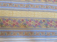 Vintage BENARTEX AMELIA’S GARDEN FLORAL STRIPE YELLOW BLUE 2 & 2/3 YARDS