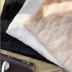 White Beige black Organza Jaquard Fabric, flower embroidery Wedding dress