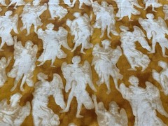Marshall Dry Goods Angels On Gold reeligious Cotton Fabric 2 Pieces each 2.5 Yds