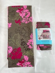 2 Pieces 90” x 108” Cotton Fabric with Hot Pink, Light Pink & Brown Designs