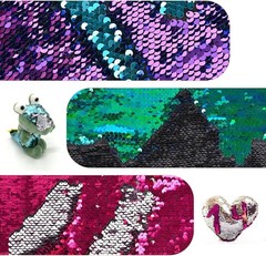 12pcs A4 Size One-Side Reversible Glitter Sequin Fabric, 6 Colors(silver)