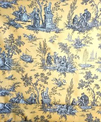 Mustard Yellow Toile de Jouy Fabric – French Country Pastoral Print Home Decor